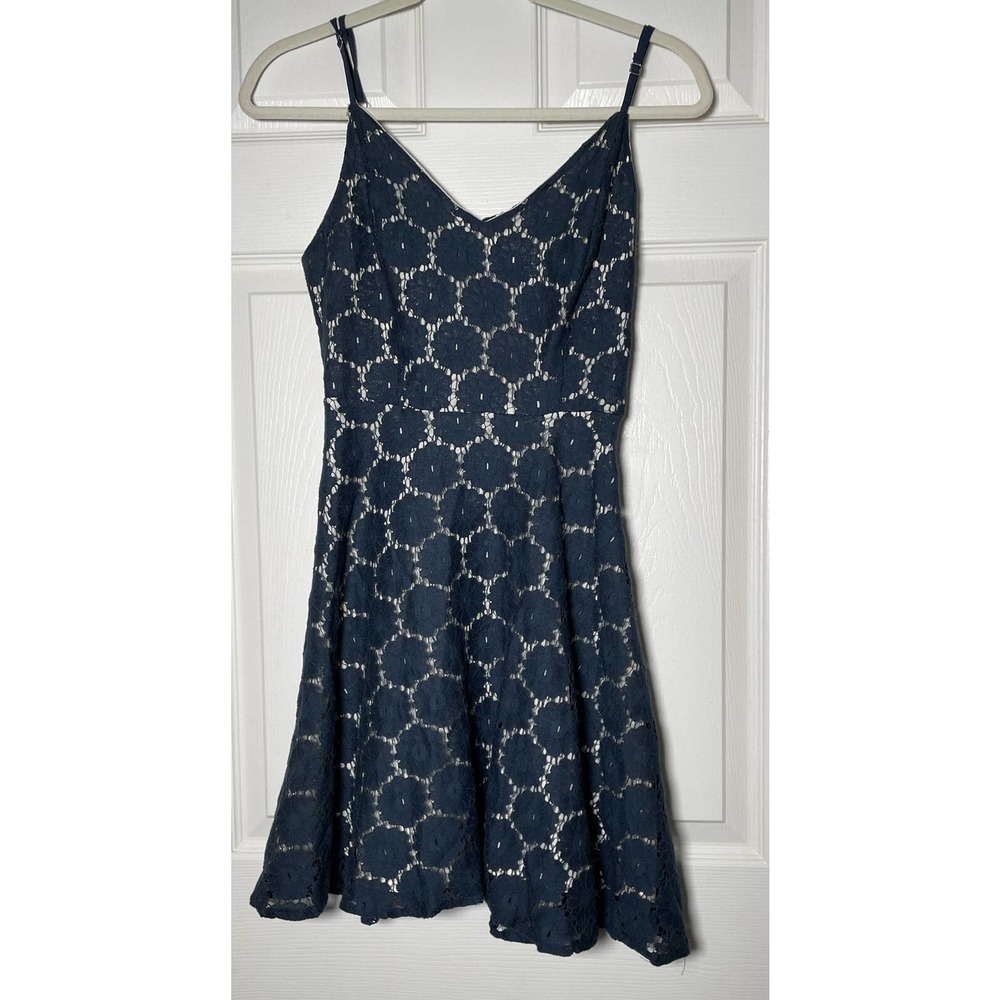Altar’d State Blue Lace Overlay Dress Cutout Fit Flare Skater Woman’s S Small